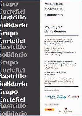 Rastrillo Solidario de Otoño del Grupo Cortefiel 25, 26 y 27 de noviembre Rastrillo Solidario de Otoño del Grupo Cortefiel 25, 26 y 27 de noviembre