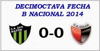 San Martín de San Juan:0 - Colón:0 (Fecha 18°) San Martín de San Juan:0 - Colón:0 (Fecha 18°)