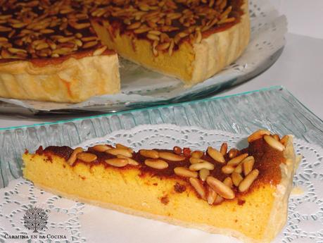 TARTA DE CALABAZA Y PIÑONES