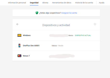 Google ahora te dice en que dispositivos tienes tu sesión iniciada Seguridad- dispositivos.clipular