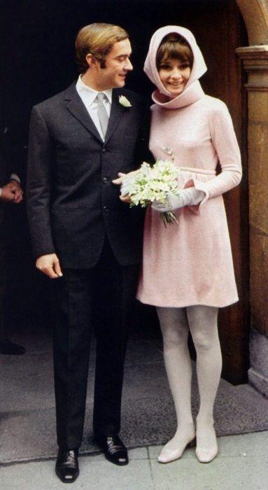 Dr. Andrea Dotti with Audrey Hepburn at their wedding at the townhall in Morges (Switzerland), on January 18, 1969
