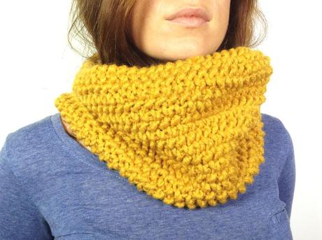 Teje un cuello de lana con telar Tutorial cuello de punto color mostaza tejido en telar