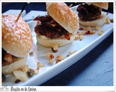 Miniburguer de lentejas y boletus caramelizado