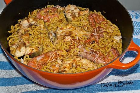 Congrio con Fideos y Langostinos Congrio con Fideos y Langostinos