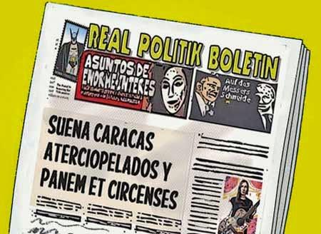 Front page tipo cómic - grupo Aterciopelados en Venezuela