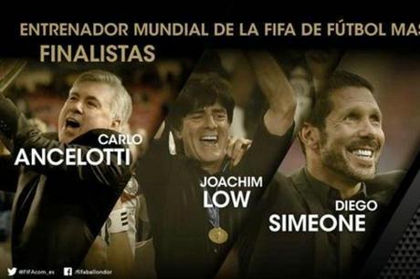 Ancelotti, Löw y Simeone, finalistas al mejor entrenador del año