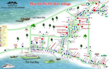 Phi Phi Koh mapa pueblo