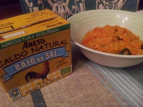 Lentejas rojas con verduras y caldo aneto de pollo bajo en sal y ecológico en 10 minutos Lentejas rojas con verduras y caldo aneto de pollo bajo en sal y ecológico en 10 minutos