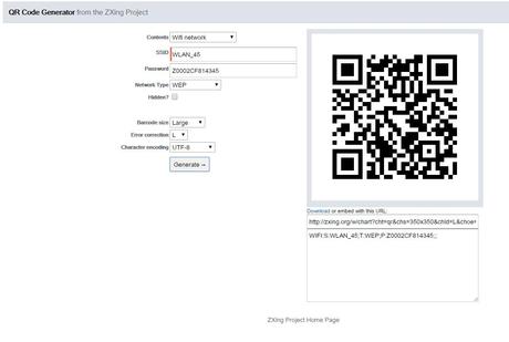 Conectarse a una red Wi-fi escaneando un código QR Generador de Códigos QR