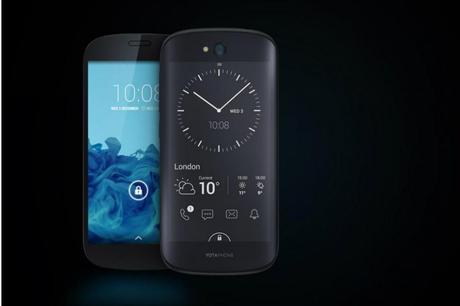 El YotaPhone tiene la pantalla táctil en la parte delantera y trasera Yotaphone 2 - teléfono con pantalla doble