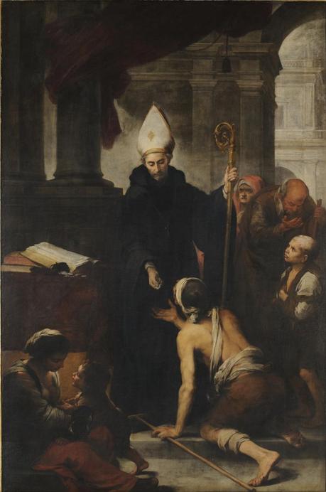 Santo Tomás de Villanueva repartiendo limosna. Bartolomé Esteban Murillo. Óleo, 1678