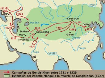 mapa imperio gengis khan