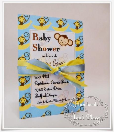 Invitaciones Baby Shower - Dots.Monkey & Flowers.