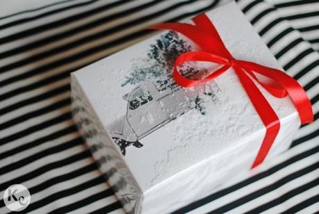 Wrapping. Snowing landscape box