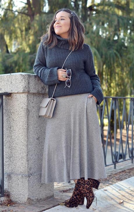 leopard booties zara, grey on grey look