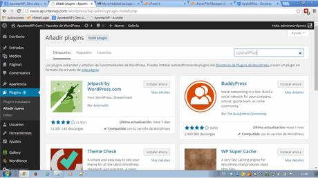 Copia de seguridad WordPress. Instalar plugin UpdraftPlus (1)