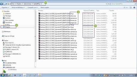 Copia seguridad wordpress Dropbox. Revisando el contenido de la copia en Dropbox (2)
