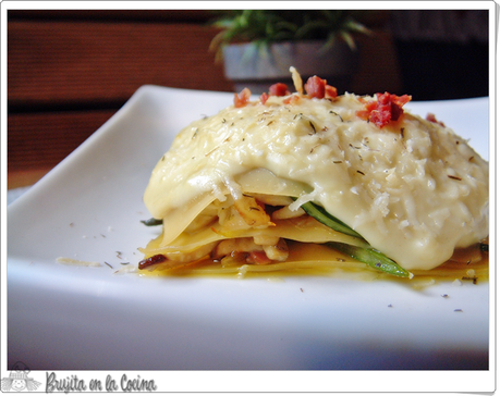 Lasaña de boletus y trigueros Lasaña de boletus y trigueros