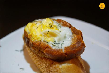 Casa de Vinos: Nido de farinato con huevo de codorniz Casa de Vinos: Nido de farinato con huevo de codorniz