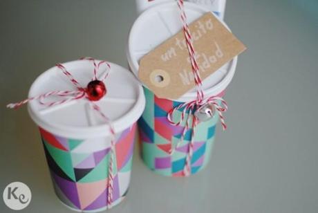 DIY #172. Un trocito de Navidad/ A piece of Christmas Christmas favors coffee cups wrapping