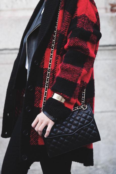 Checked_Cardigan-Black_And_Red-Balenciaga_Boots-Outfit-Rebecca_Minkoff-Quilted_Bag-Street_style-32