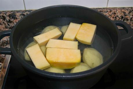 Crema de patata y calabaza paso 1 Crema de patata y calabaza paso 1