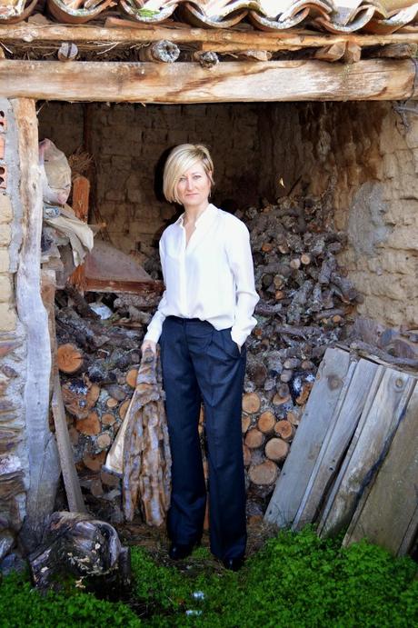 Palazzo pants and faux fur coat. Palazzo pants and faux fur coat.