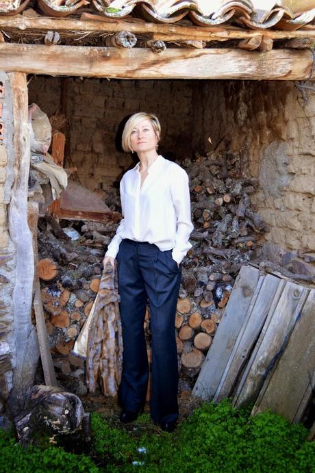 Palazzo pants and faux fur coat. Palazzo pants and faux fur coat.