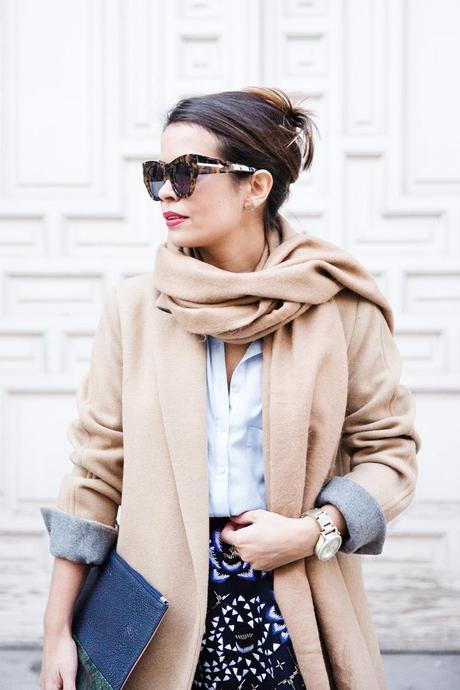 AnhHa-Embroidered_Skirt-Camel_Coat-Blue_Shirt-Outfit-Street_Style-