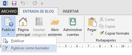 Publicar entrada en blog mediante Word