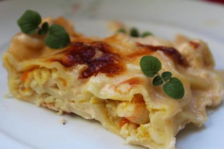 Canelones de merluza y langostinos