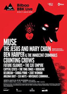 Bilbao BBK Live 2015: The Jesus and Mary Chain, Ben Harper, Counting Crows, Future Islands, Delorean...