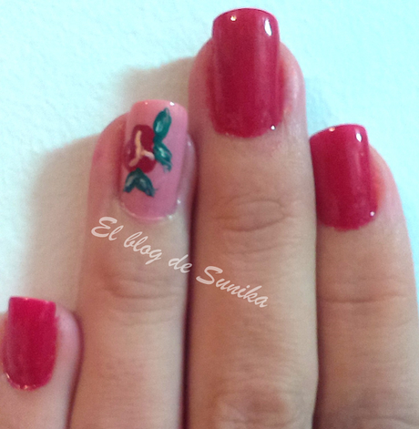 Manicura - Rojo en flor