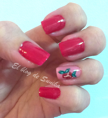 Manicura - Rojo en flor