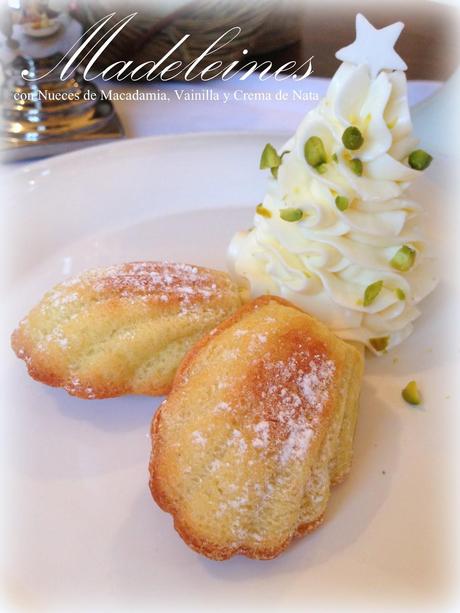 Madeleines con Nueces de Macadamia, Vainilla y Crema de Nata.