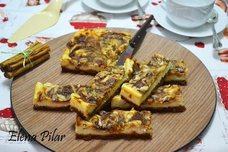 Barritas de cinnamon roll cheesecake Barritas de cinnamon roll cheesecake