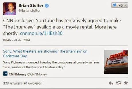 The Interview podría alquilarse a través de YouTube el día de su estreno The Interview podría alquilarse a través de YouTube el día de su estreno