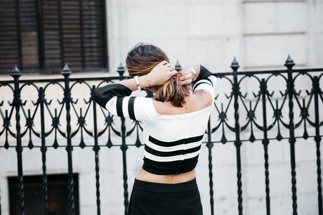 BARDOT TOP Bardot_Top-Stripes-Purificacion_Garcia_Trousers-Camel_Coat-Outfit-Street_Style-Collage_Vintage-70