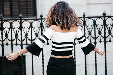 BARDOT TOP Bardot_Top-Stripes-Purificacion_Garcia_Trousers-Camel_Coat-Outfit-Street_Style-Collage_Vintage-60