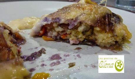 Bolsitas de lombarda rellenas y con bechamel de curry Bolsitas de lombarda rellenas y con bechamel de curry