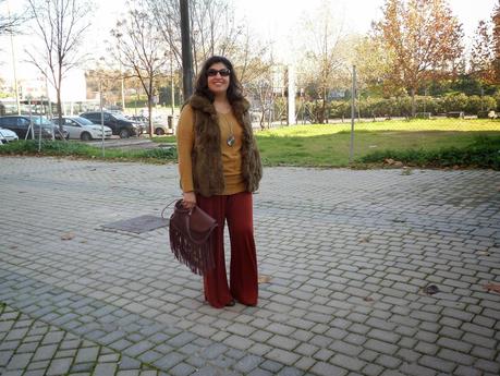 chaleco de pelo Look : Abrigo Camel