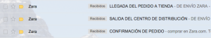 La espléndida experiencia de compra en Zara Online. Emails Zara