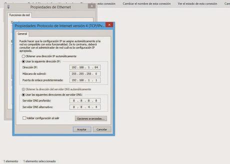 Cómo establecer una dirección IP fija en Windows 8