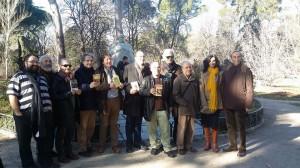 Participantes en el homenaje de izquierda a derecha: Fernando López Guisado, Ramón Hernández, Alberto Infante, Antonio Daganzo, Eduardo Merino, Alfonso Berrocal, Pablo Méndez, Rafael Soler, José Luis Fernández Hernán, Dolores Leis, José Elgarresta