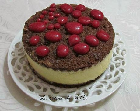 Tarta de mousse de mandarinas, con esferificación Tarta de mousse de mandarinas, con esferificación