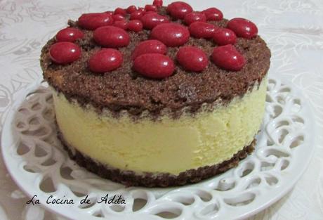 Tarta de mousse de mandarinas, con esferificación Tarta de mousse de mandarinas, con esferificación