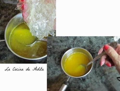 Tarta de mousse de mandarinas, con esferificación Tarta de mousse de mandarinas, con esferificación