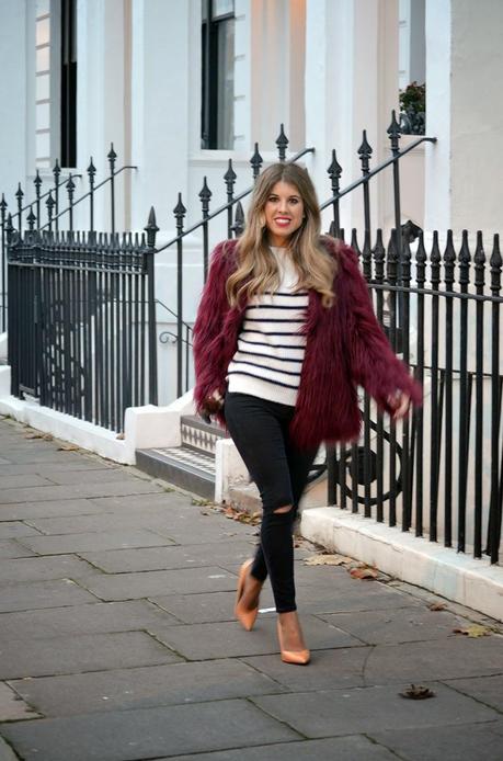 Burgundy fur coat