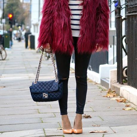 Burgundy fur coat