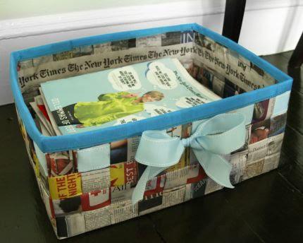 Reciclar periódicos haciendo cestas. manualidad con papel de periodico o revistas para hacer una cesta
